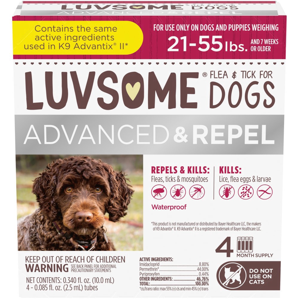 slide 3 of 5, Luvsome Advanced + Repel Flea & Tick Drops For Dogs, 4 ct