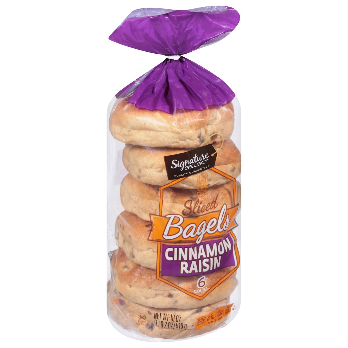 slide 2 of 11, Signature Select Cinnamon Raisin Sliced Bagels 6 ea,