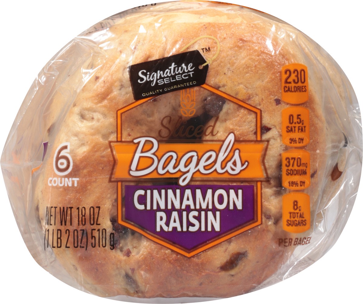 slide 8 of 11, Signature Select Cinnamon Raisin Sliced Bagels 6 ea,