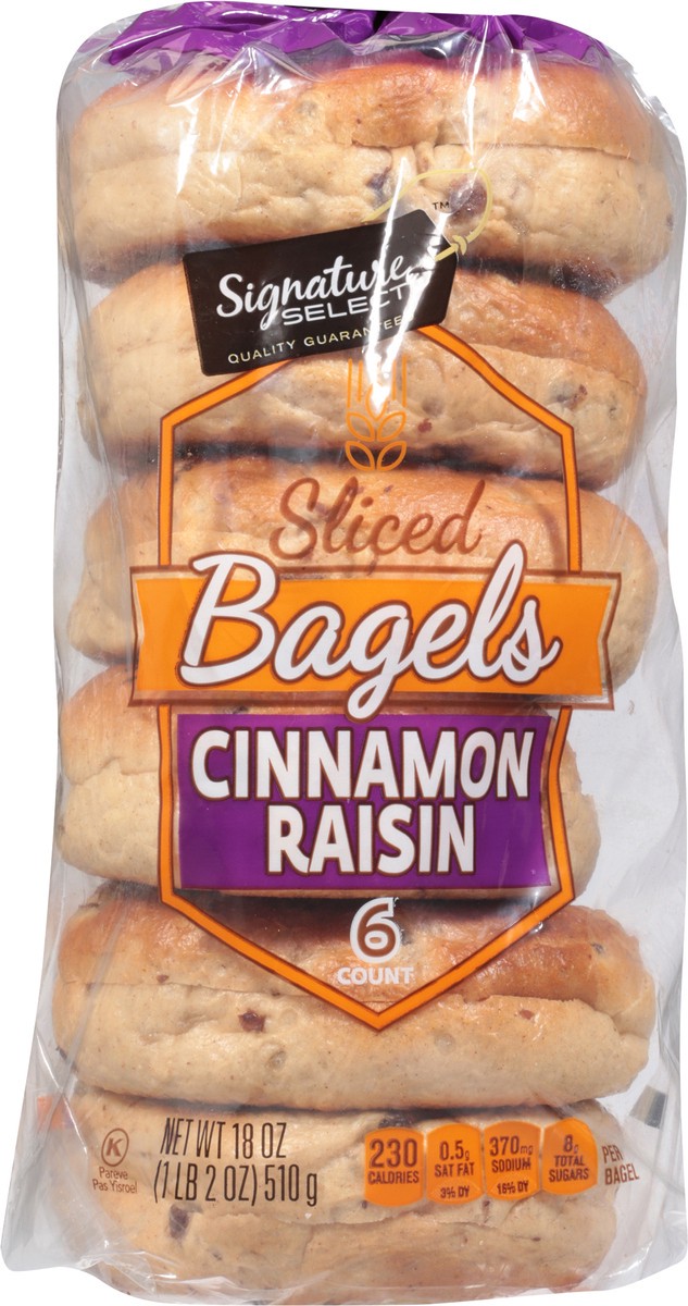 slide 9 of 11, Signature Select Cinnamon Raisin Sliced Bagels 6 ea,