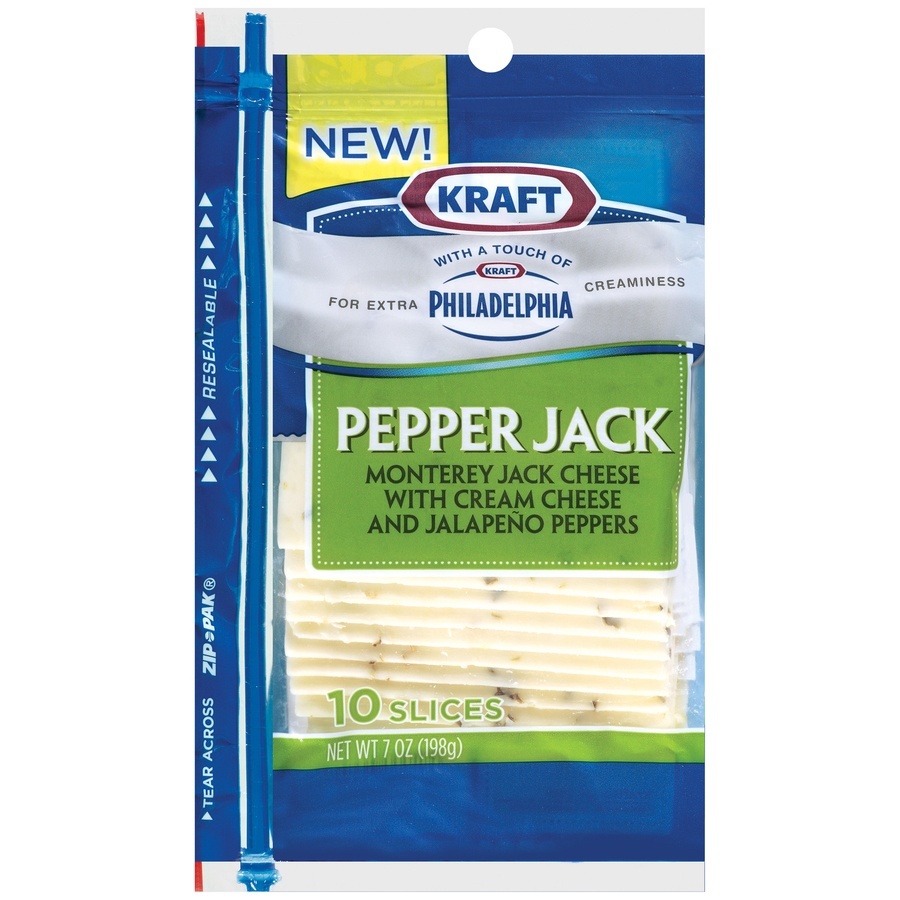 slide 1 of 1, Kraft Pepper Jack Sliced Cheese, 10 ct