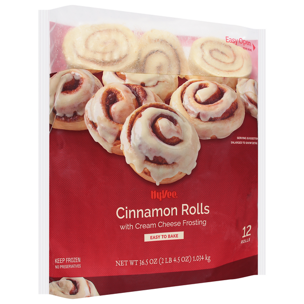 slide 1 of 1, Hy-vee Cinnamon Rolls With Cream Cheese Frosting, 12 ct; 36.5 oz