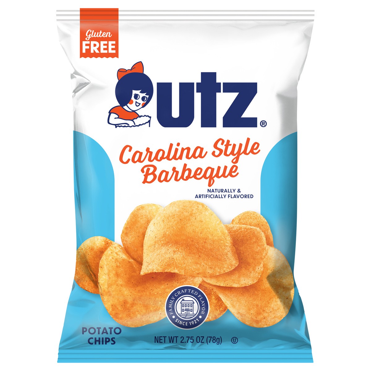 slide 1 of 7, Utz 2.75 oz Utz Carolina Style Barbeque Potato Chips, 2.75 oz