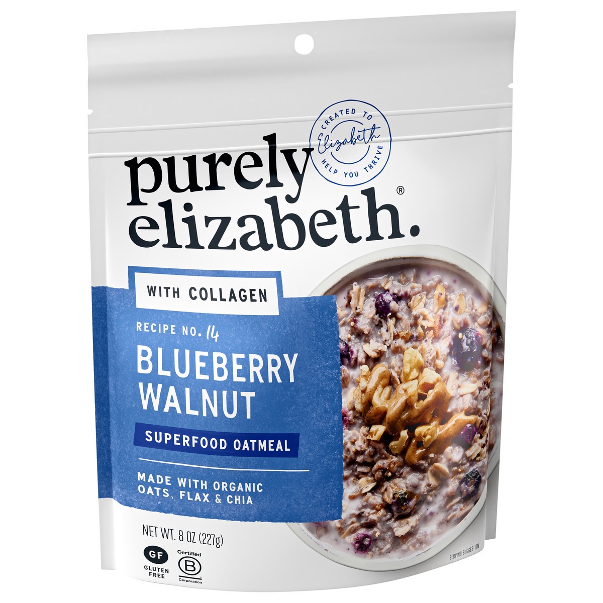 slide 9 of 9, Purely Elizabeth Blueberry Walnut Collagen Protein Oats 8 oz, 8 oz