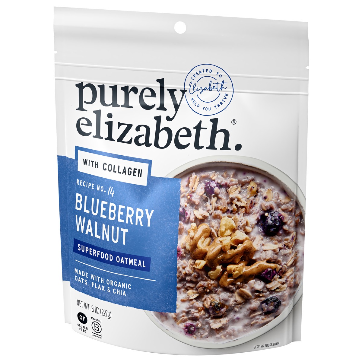 slide 3 of 9, Purely Elizabeth Blueberry Walnut Collagen Protein Oats 8 oz, 8 oz