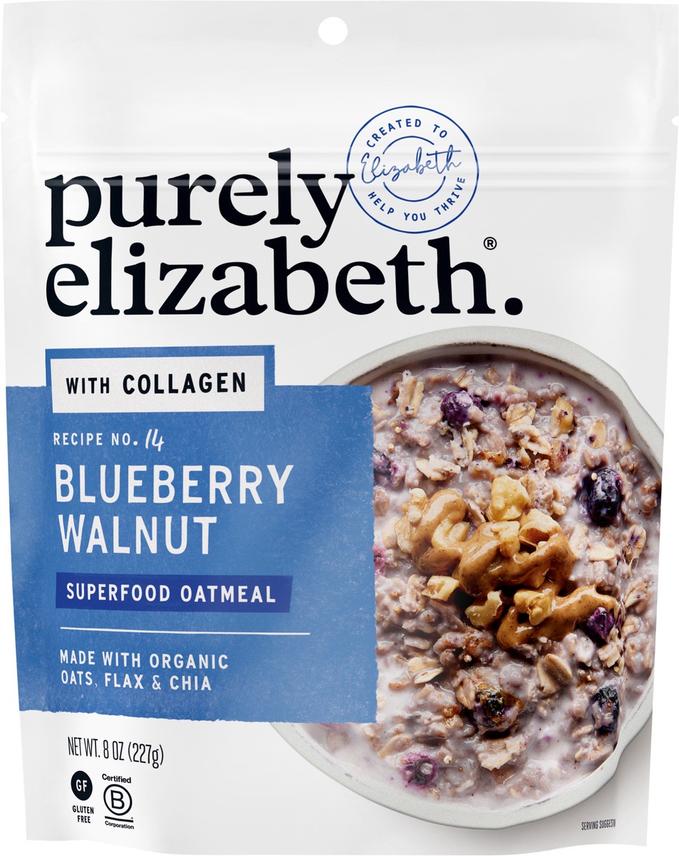 slide 4 of 9, Purely Elizabeth Blueberry Walnut Collagen Protein Oats 8 oz, 8 oz