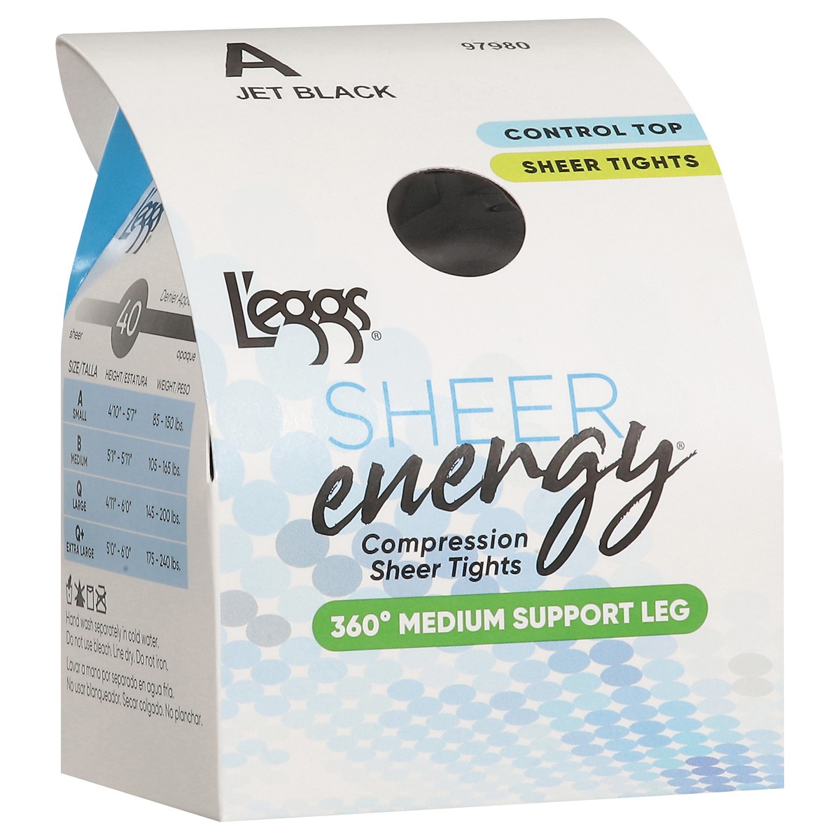 slide 6 of 11, L'eggs Sheer Energy Jet Black 360 Degrees Medium Support Leg Compression Sheer Tights A 1 ea, 1 ct