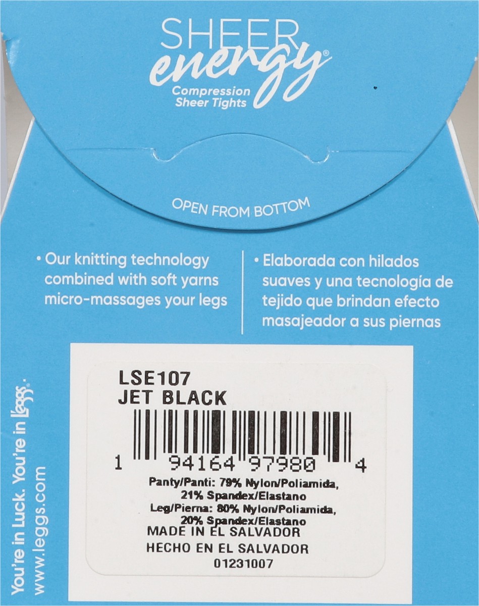 slide 10 of 11, L'eggs Sheer Energy Jet Black 360 Degrees Medium Support Leg Compression Sheer Tights A 1 ea, 1 ct