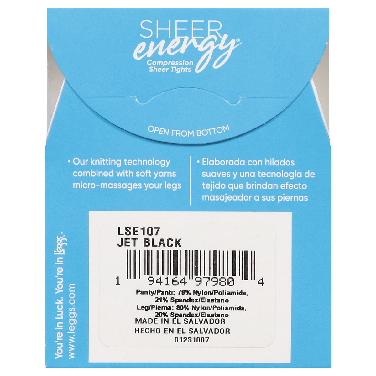 slide 11 of 11, L'eggs Sheer Energy Jet Black 360 Degrees Medium Support Leg Compression Sheer Tights A 1 ea, 1 ct