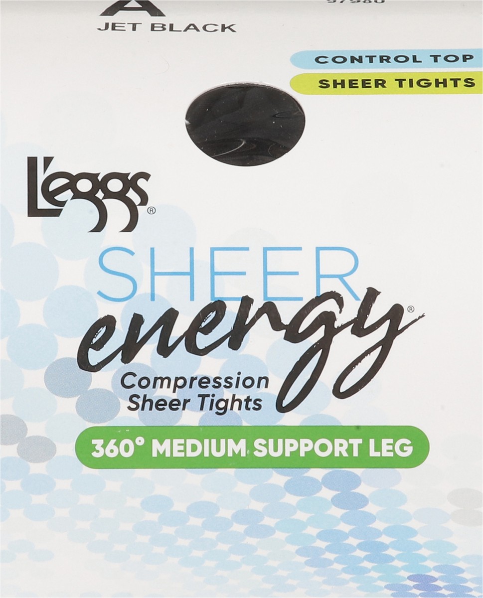 slide 2 of 11, L'eggs Sheer Energy Jet Black 360 Degrees Medium Support Leg Compression Sheer Tights A 1 ea, 1 ct