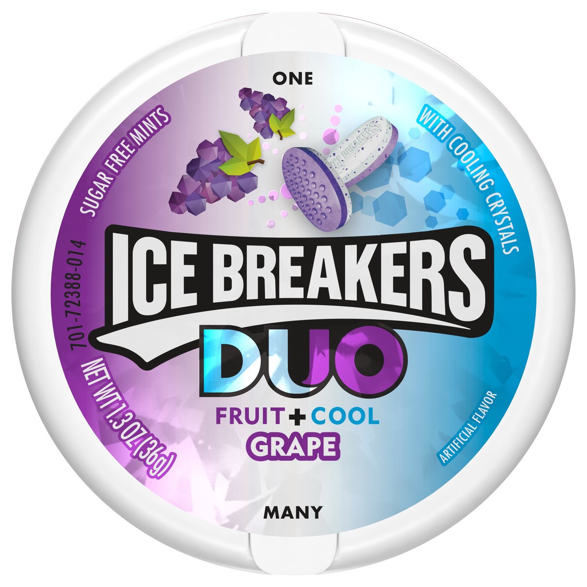 slide 1 of 6, ICE BREAKERS DUO Grape Flavored Breath Mints, Mint Candy, 1.3 oz, Tin, 1.3 oz