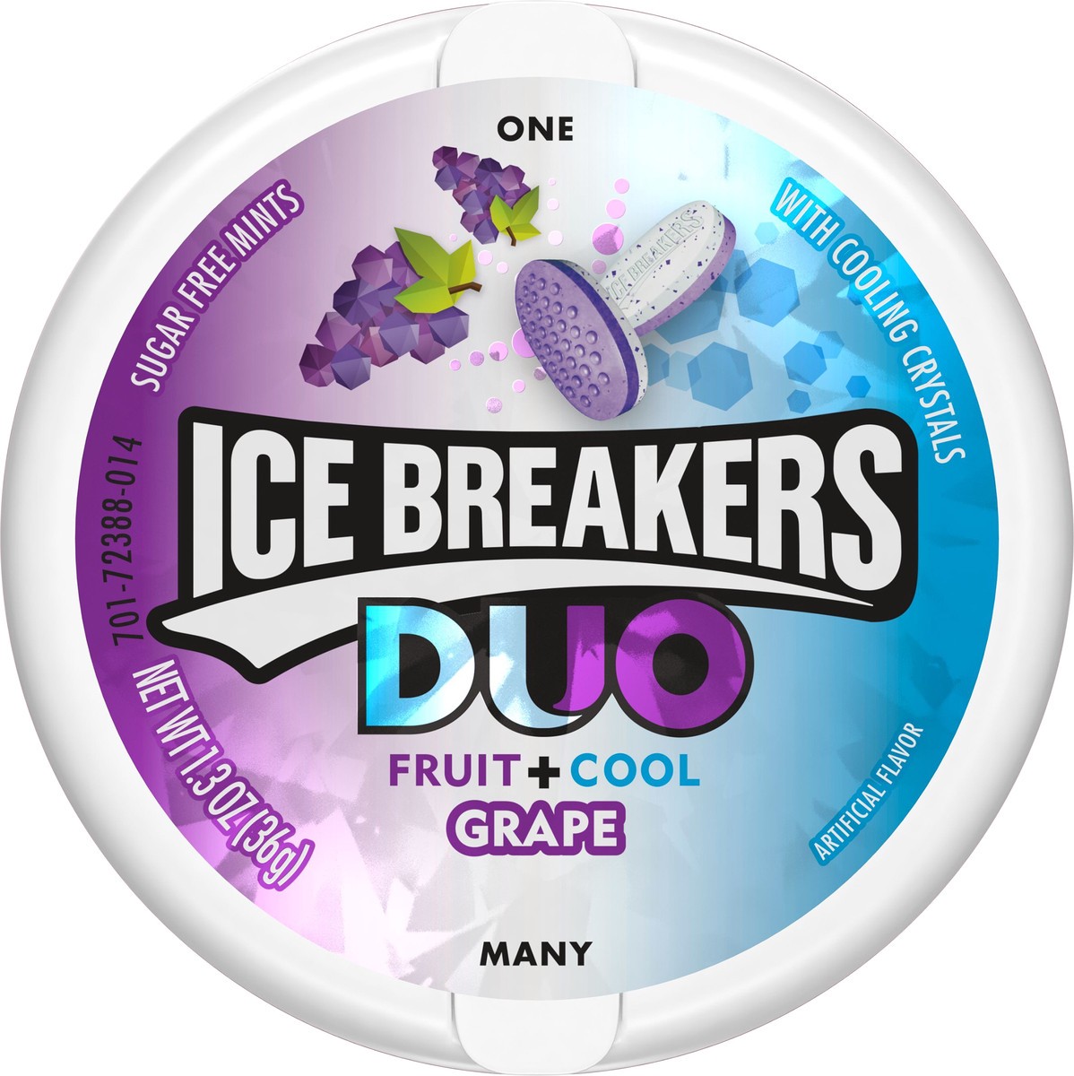 slide 1 of 6, ICE BREAKERS DUO Grape Flavored Breath Mints, Mint Candy, 1.3 oz, Tin, 1.3 oz