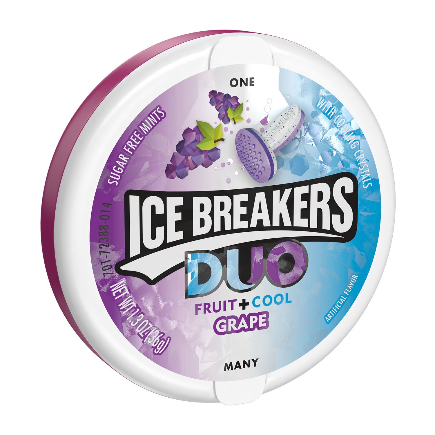 slide 1 of 6, Ice Breakers Duo Fruit Plus Cool Grape Sugar Free Mints Tin, 1.3 oz, 1.3 oz
