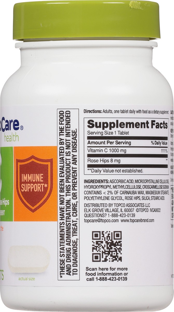 slide 4 of 9, TopCare Vitamin C with Rose Hips 1000mg - 100 CT, 100 ct
