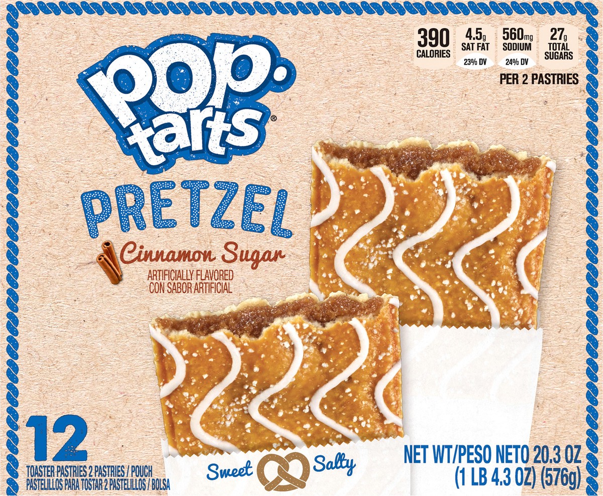 slide 3 of 12, Pop-Tarts Pretzel Toaster Pastries, Cinnamon Sugar, 20.3 oz, 6 Count, 20.3 oz