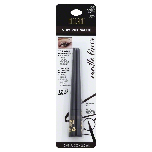 slide 1 of 1, Milani Matte Liquid Eyeliner, Stay Put, Coffee Matte, 0.09 oz