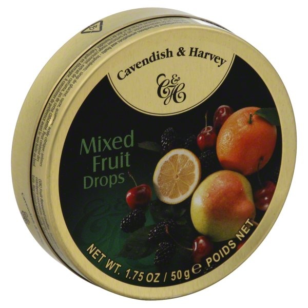 slide 1 of 3, Cavendish & Harvey Cavendish Fruit Candy Drops Tin - Mixed Fruit, 1 oz