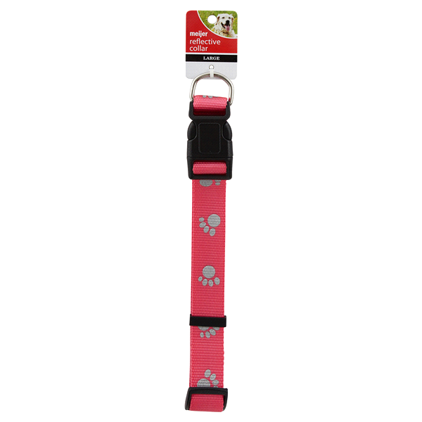 slide 1 of 1, Meijer Adjustable Dog Collar, Reflective, Pink, Large, LG