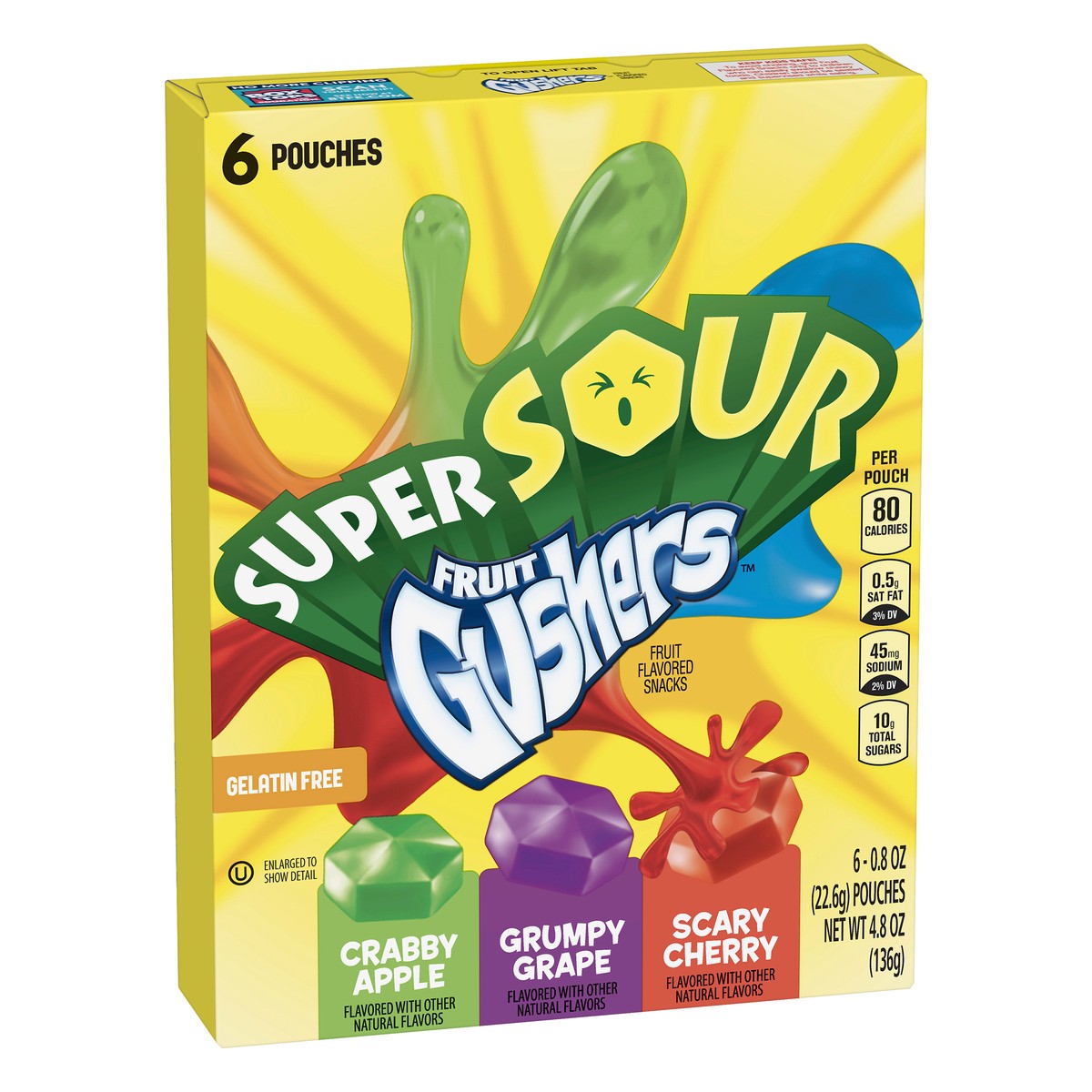 slide 2 of 9, Fruit Gushers Gushes Super Sour, 6 ct; 4.8 oz