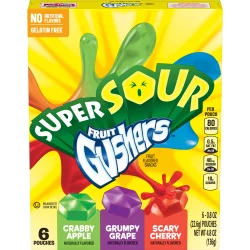 Fruit Gushers - Super Sour Crabby Apple, Grumpy Grape, & Scary Cherry