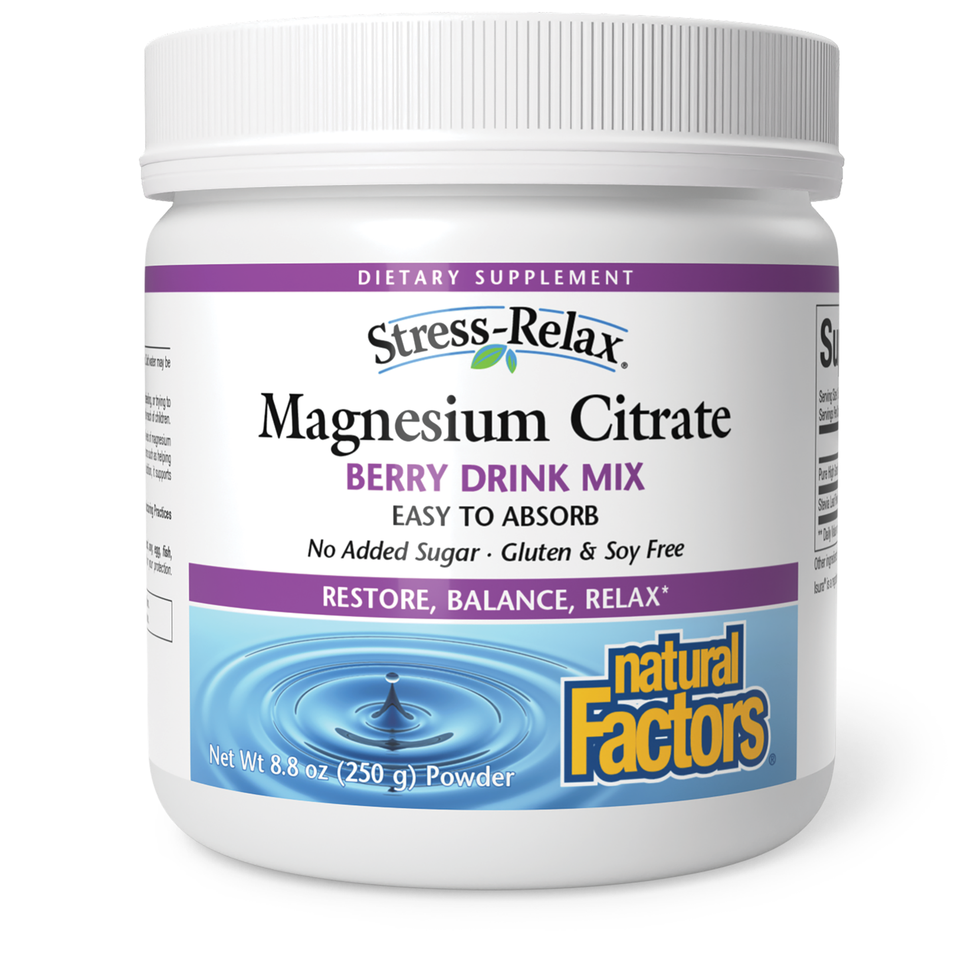 slide 1 of 2, Natural Factors Natural Factos Magnesium Citrate Berry Drink Mix 300 mg, 8.8 oz