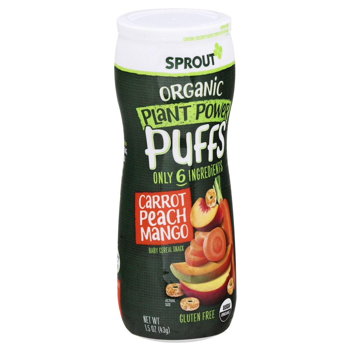 slide 2 of 12, Sprout Organic Carrot Peach Mango Plant Power Puffs 1.5 oz, 1.5 oz