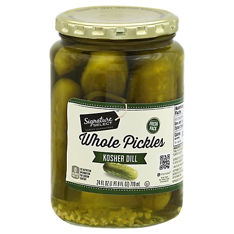 slide 1 of 1, Signature Select Pickles Whole Kosher Dill Jar, 24 fl oz