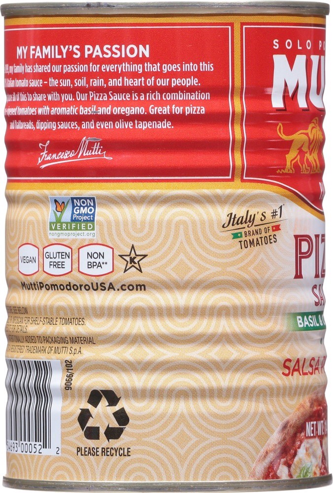 slide 6 of 7, Mutti Pizza Sauce Salsa per Pizza with Basil & Oregano - 14 Oz, 14 oz