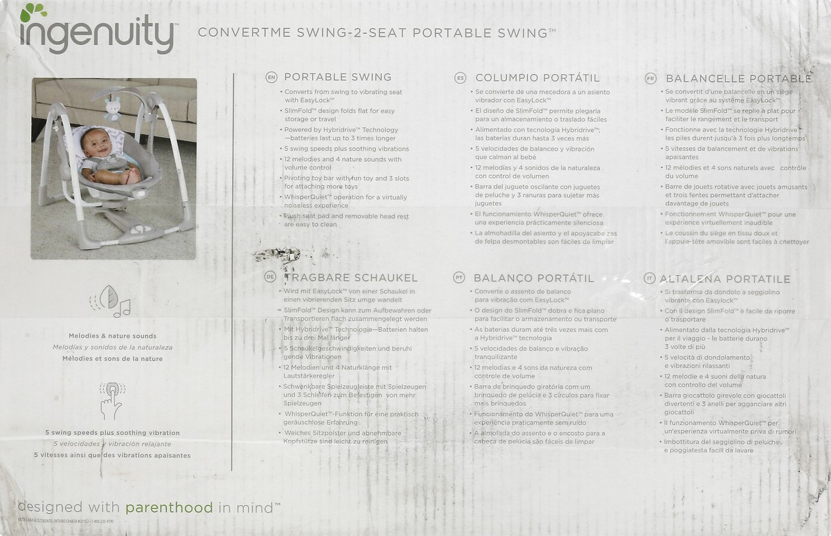 slide 6 of 10, Ingenuity Convertme Swing-2-Seat Portable Swing 1 ea, 1 ct