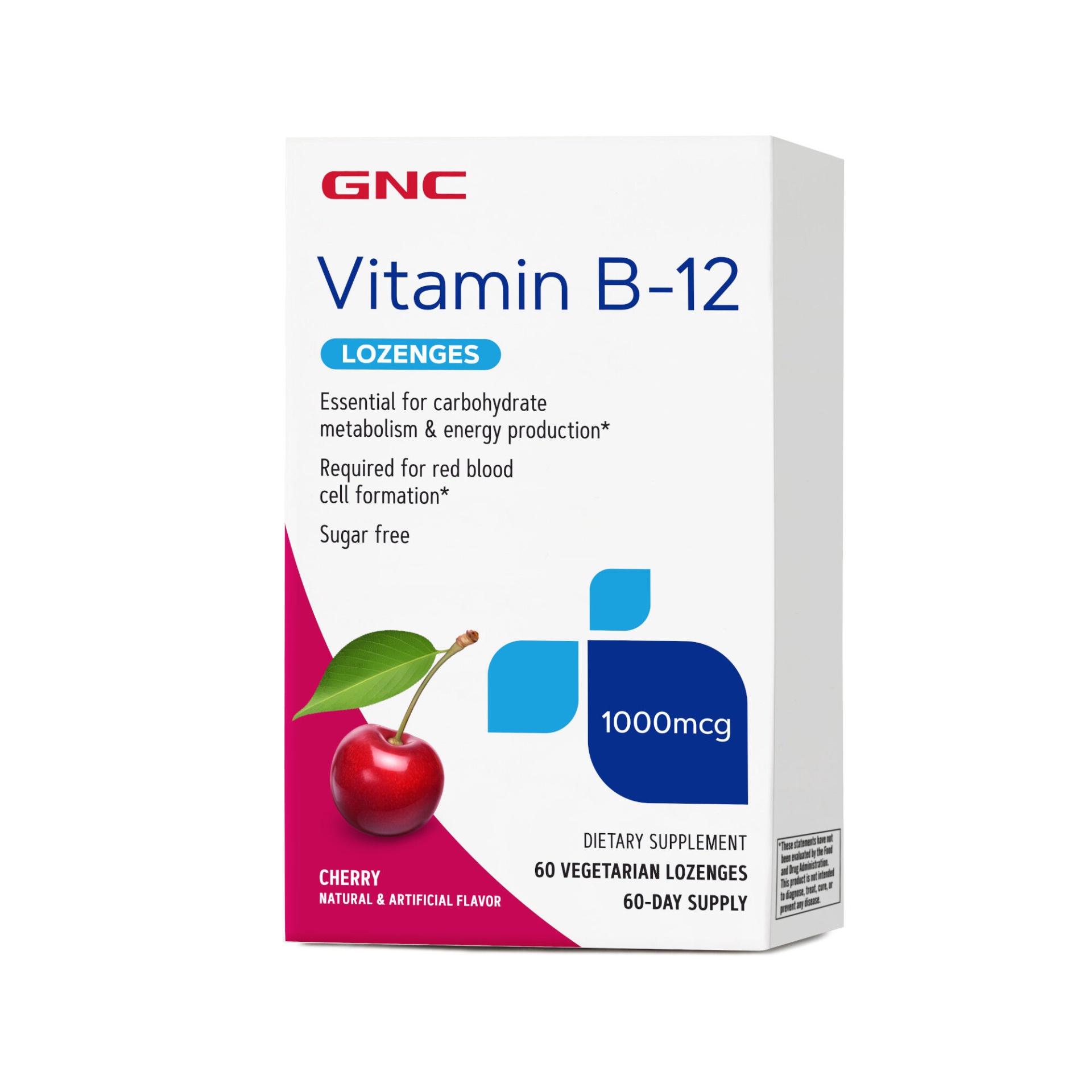 slide 1 of 1, GNC Vitamin B-12 1000 mcg Lozenges - Cherry, 60 ct