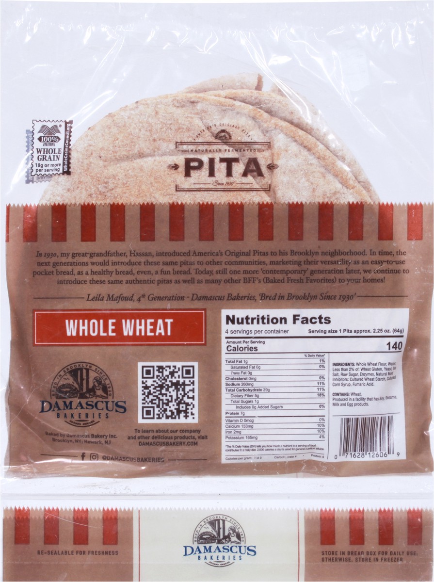 slide 5 of 9, Damascus Bakery Damascus All Natural 100% Wheat Pita, 4 ct