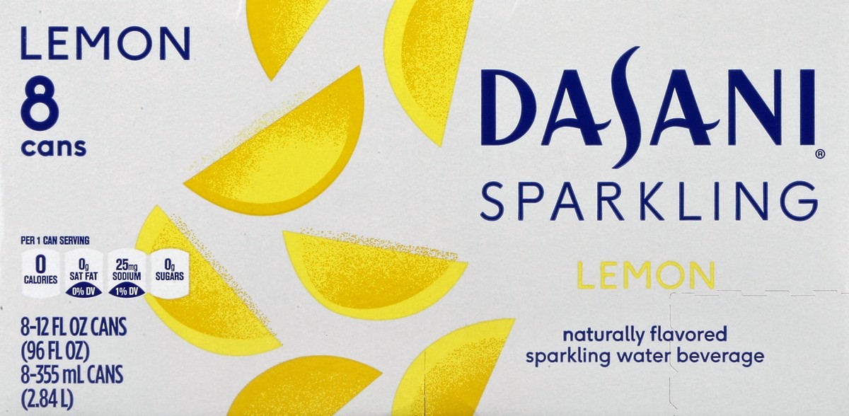 slide 2 of 6, Dasani Lemon Sparkling Water Beverage 8–12 oz. Cans, 8 ct; 12 fl oz