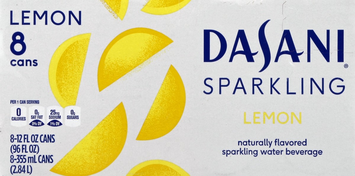 slide 4 of 6, Dasani Lemon Sparkling Water Beverage 8–12 oz. Cans, 8 ct; 12 fl oz