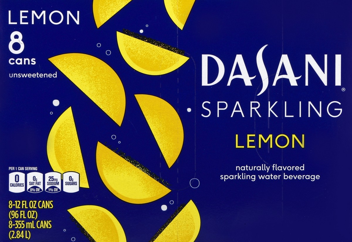 slide 5 of 6, Dasani Lemon Sparkling Water Beverage 8–12 oz. Cans, 8 ct; 12 fl oz
