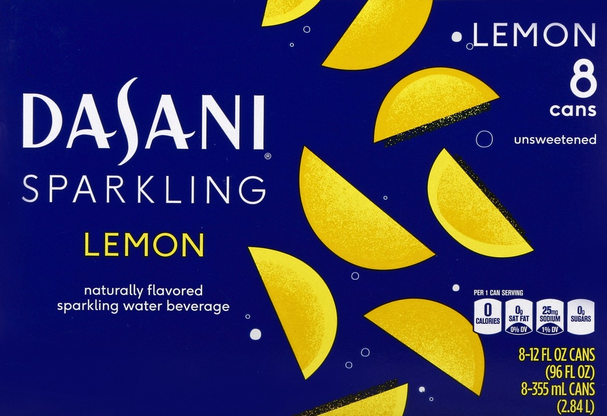 slide 6 of 6, Dasani Lemon Sparkling Water Beverage 8–12 oz. Cans, 8 ct; 12 fl oz