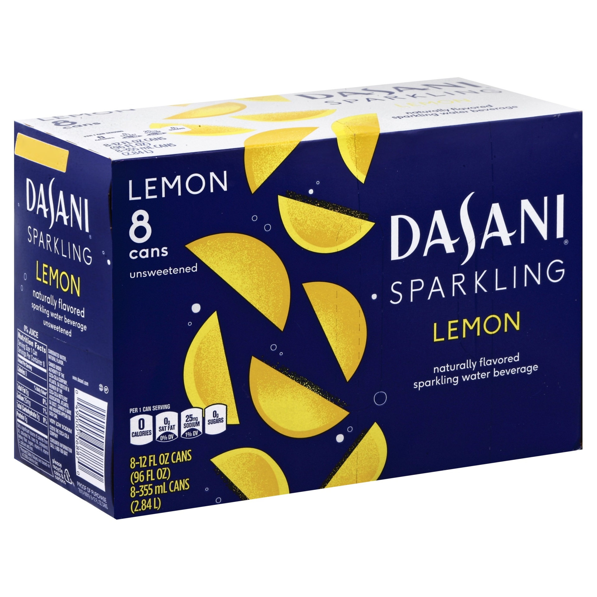 slide 1 of 6, Dasani Lemon Sparkling Water Beverage 8–12 oz. Cans, 8 ct; 12 fl oz