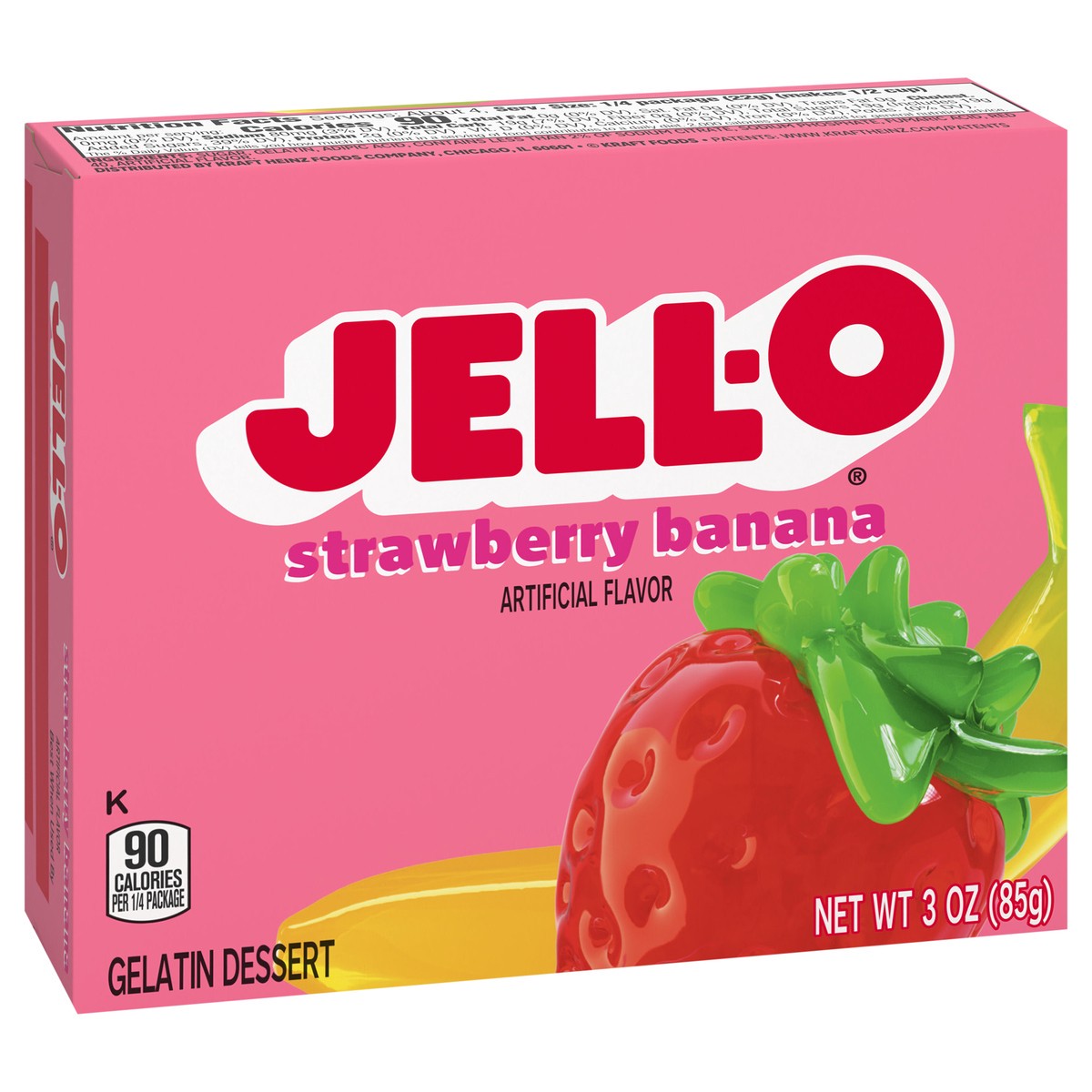 slide 9 of 9, Jell-O Strawberry Banana Artificially Flavored Gelatin Dessert Mix, 3 oz Box, 3 oz