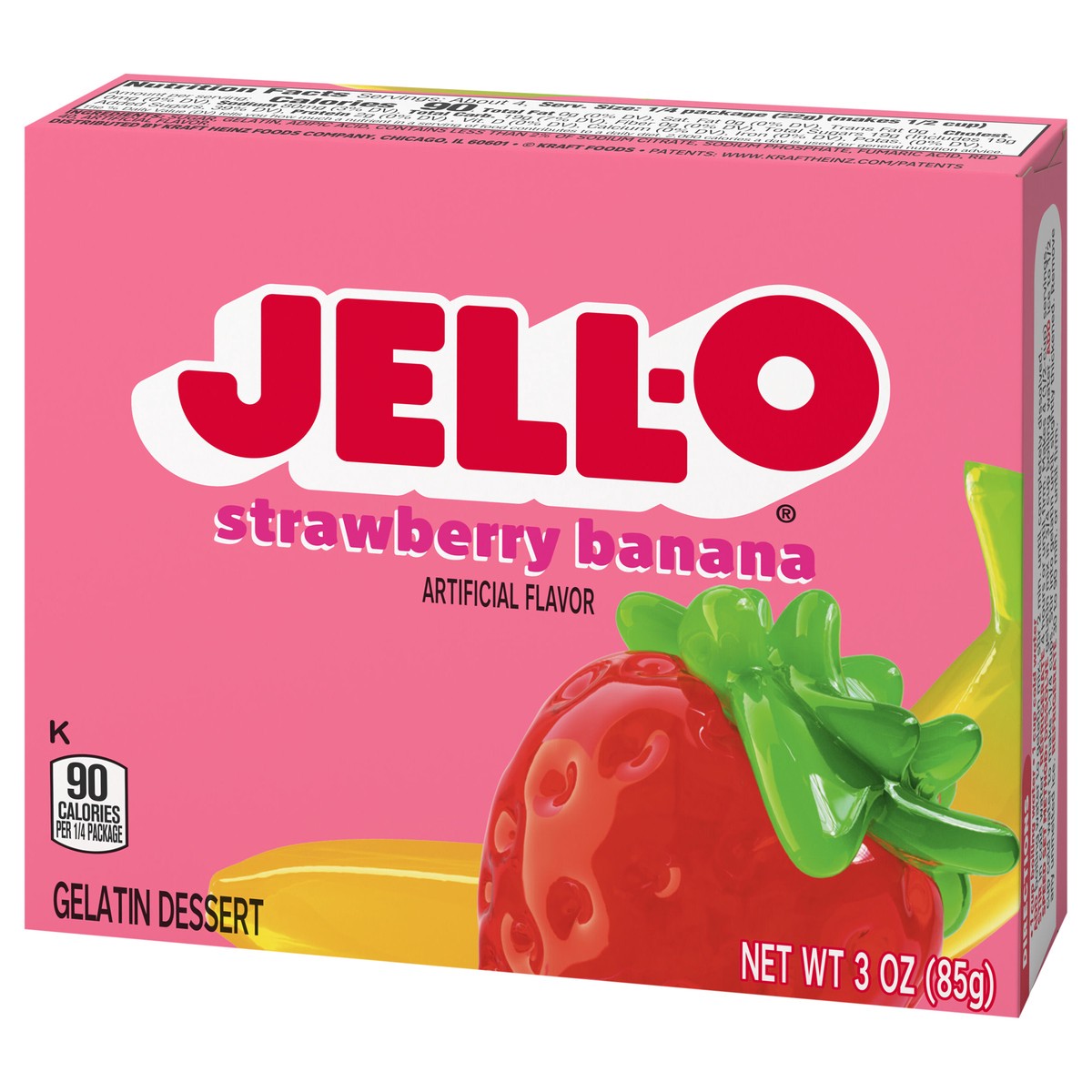 slide 7 of 9, Jell-O Strawberry Banana Artificially Flavored Gelatin Dessert Mix, 3 oz Box, 3 oz