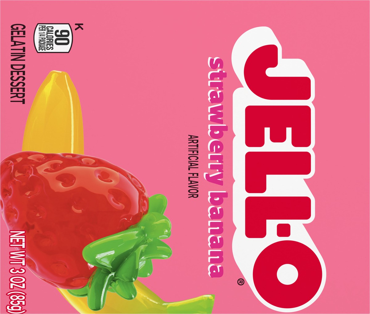 slide 5 of 9, Jell-O Strawberry Banana Artificially Flavored Gelatin Dessert Mix, 3 oz Box, 3 oz