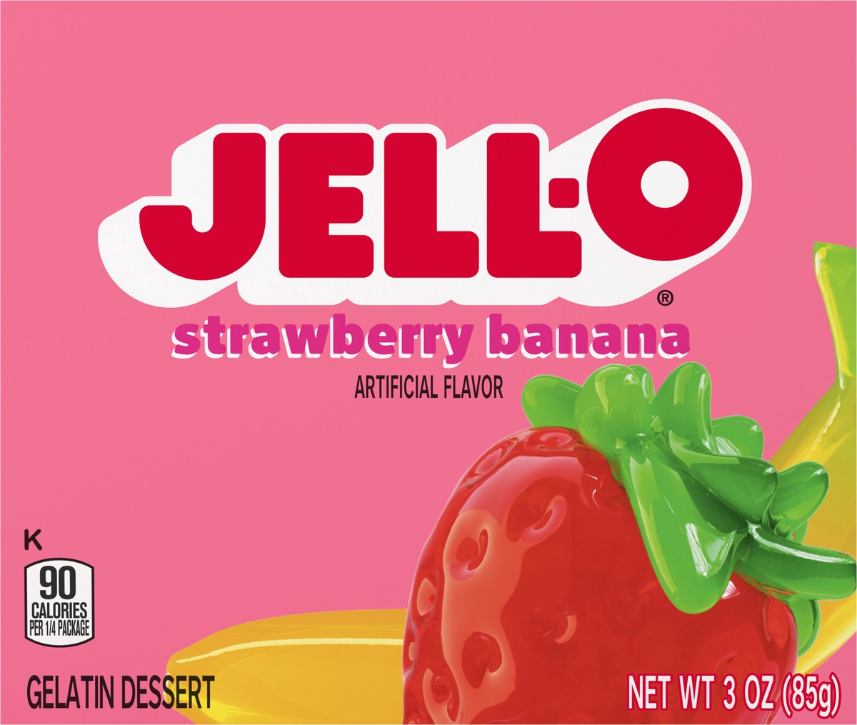 slide 4 of 9, Jell-O Strawberry Banana Artificially Flavored Gelatin Dessert Mix, 3 oz Box, 3 oz