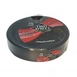 First Street 10 1/4 Inch Black Plastic Plates