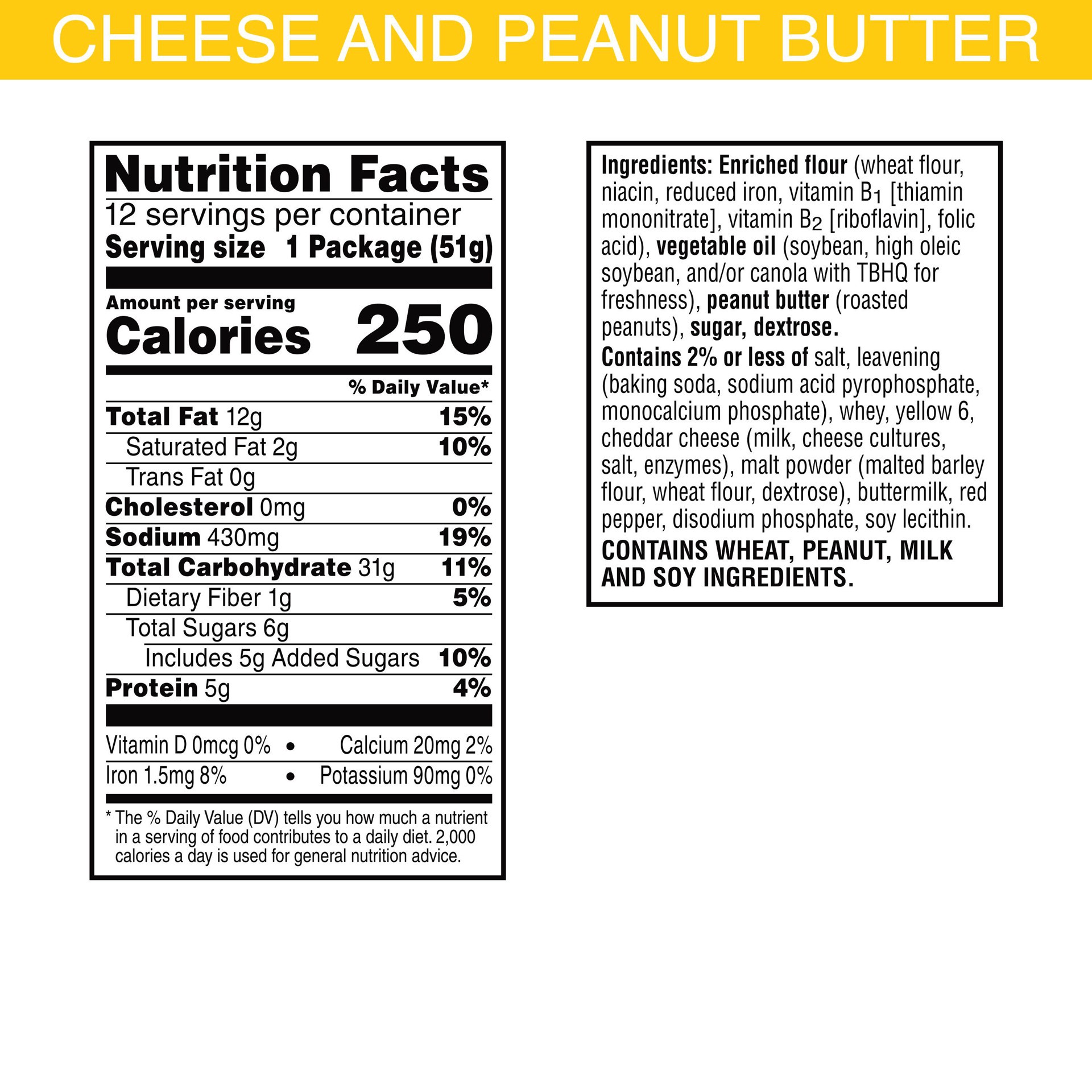 slide 5 of 5, Keebler Sandwich Crackers, Cheese and Peanut Butter, 21.6 oz, 12 Count, 21.6 oz