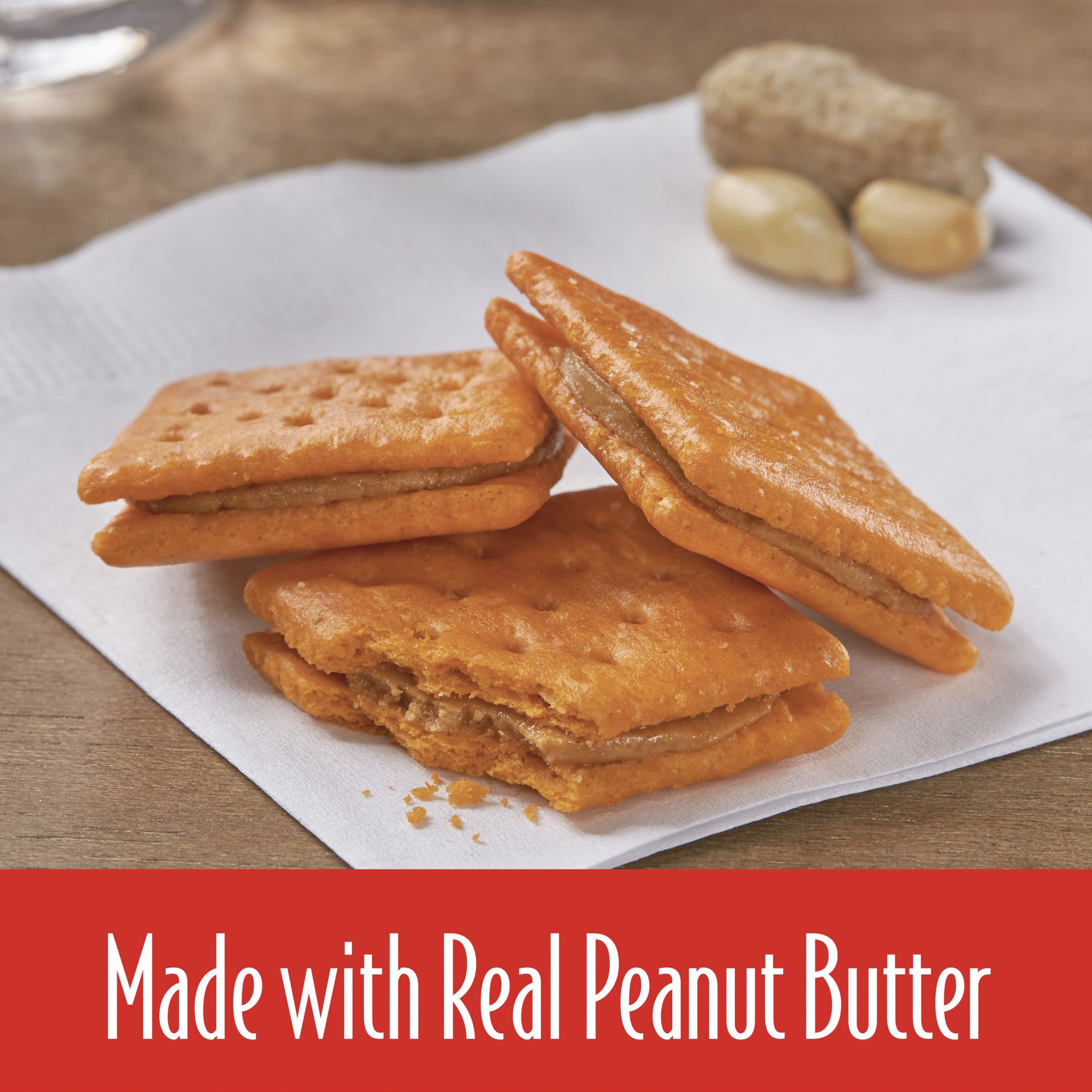 slide 3 of 5, Keebler Sandwich Crackers, Cheese and Peanut Butter, 21.6 oz, 12 Count, 21.6 oz