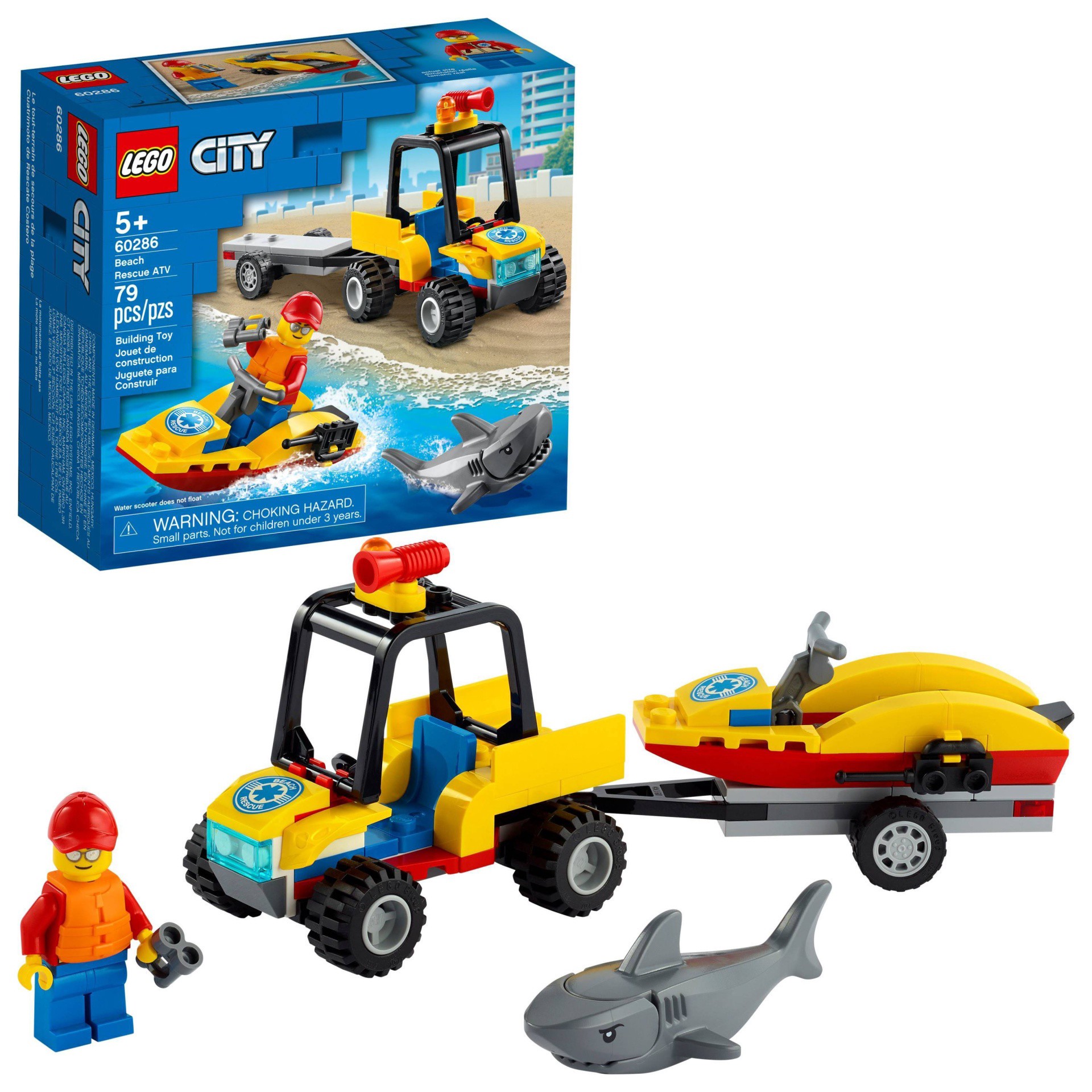 slide 1 of 7, LEGO City Beach Rescue ATV Playset, 79 ct