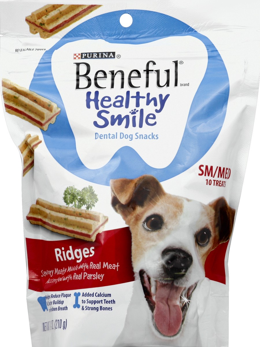 slide 2 of 3, Beneful Purina Healthy Smile Dog Treats Dental Adult Small/Medium Ridges Pouch, 7.4 oz