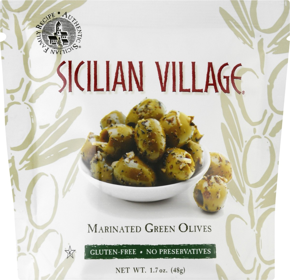 slide 6 of 13, Sicilian Village Marinated Green Olives 1.7 oz, 1.7 oz