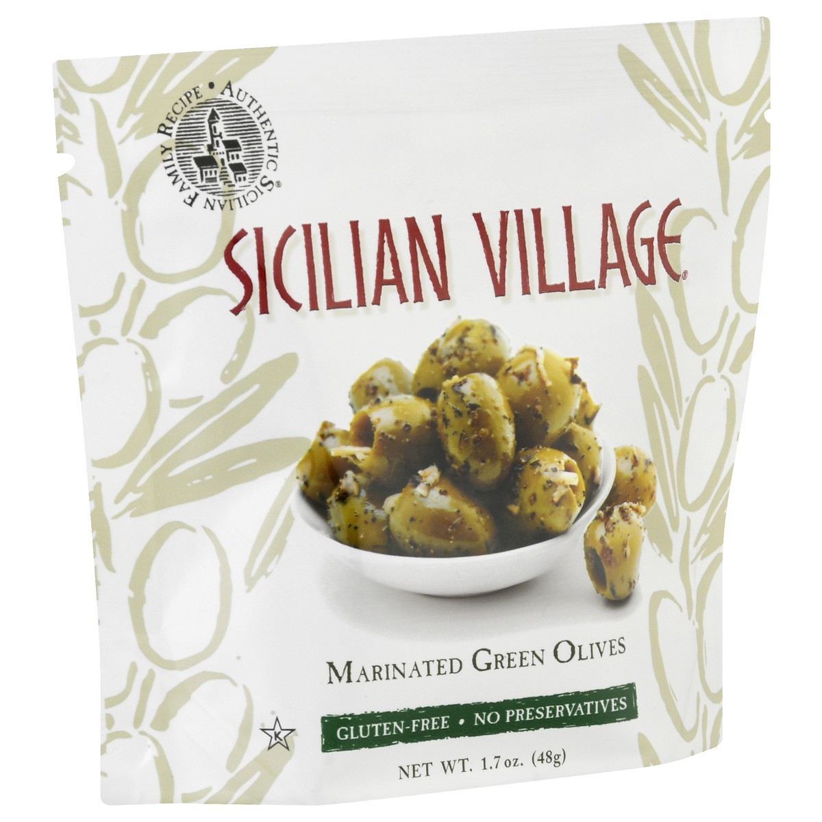 slide 3 of 13, Sicilian Village Marinated Green Olives 1.7 oz, 1.7 oz