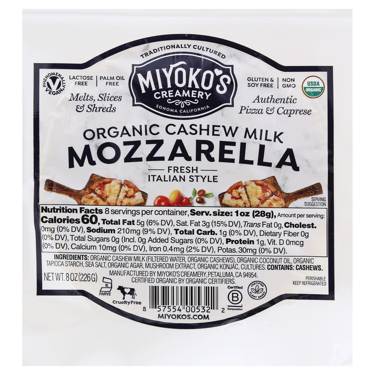 slide 1 of 9, Miyoko's Creamery Organic Mozzarella Cheese 8 oz, 8 oz
