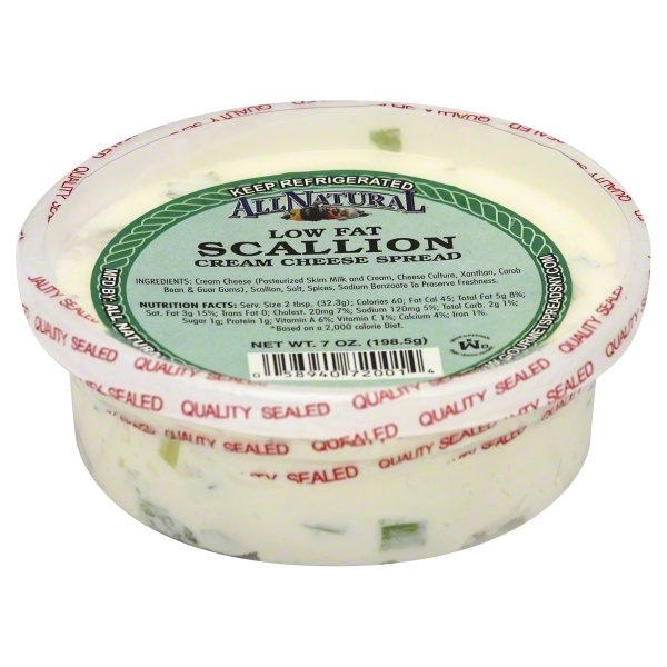 slide 1 of 1, All Natural Low Fat Scallion Cream Cheese, 7 oz