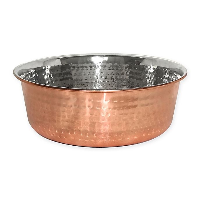 slide 1 of 1, Neater Pets Copper-Plated Hammered Stainless Steel Large Pet Bowl, 64 oz